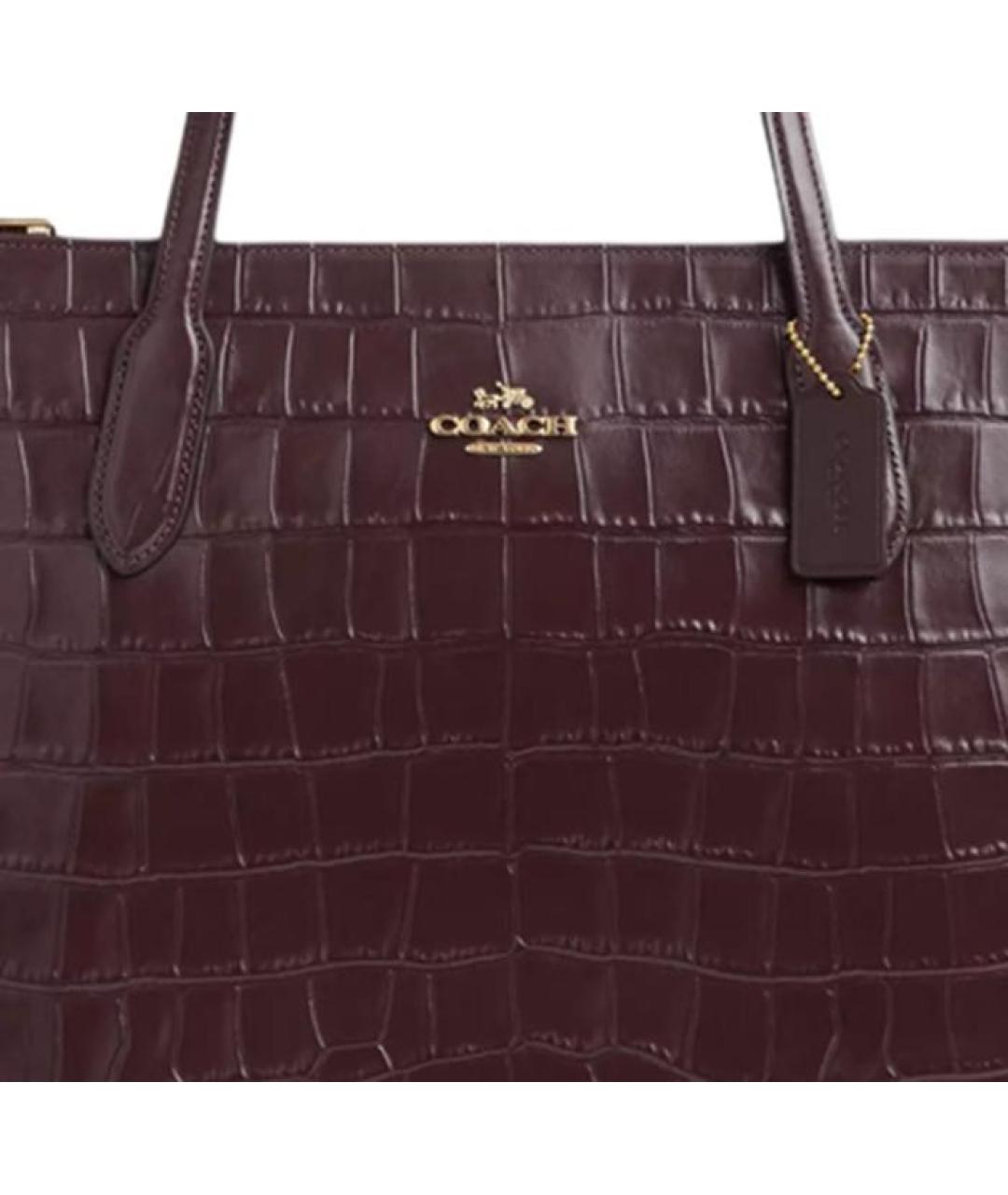COACH Бордовая кожаная сумка тоут, фото 4