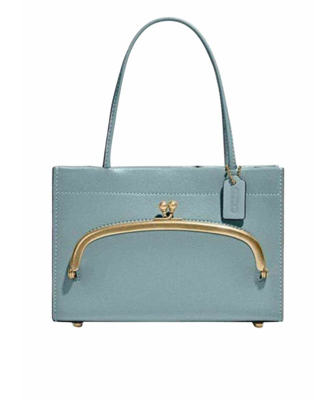 COACH Голубая кожаная сумка тоут, фото 10