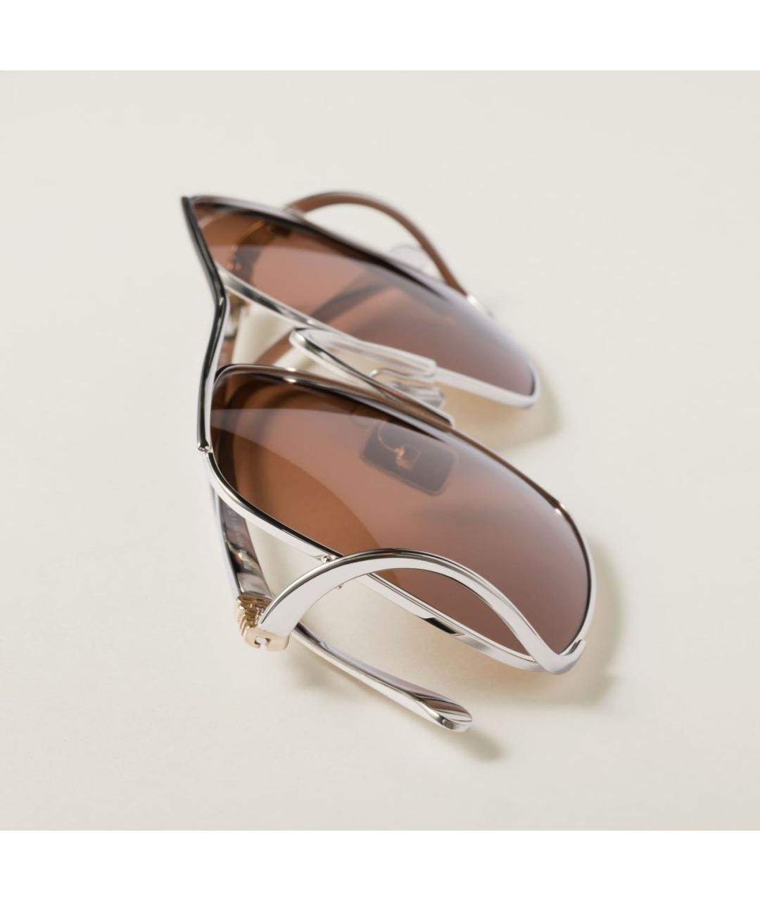 MIU MIU Серебряные металлические солнцезащитные очки, фото 4