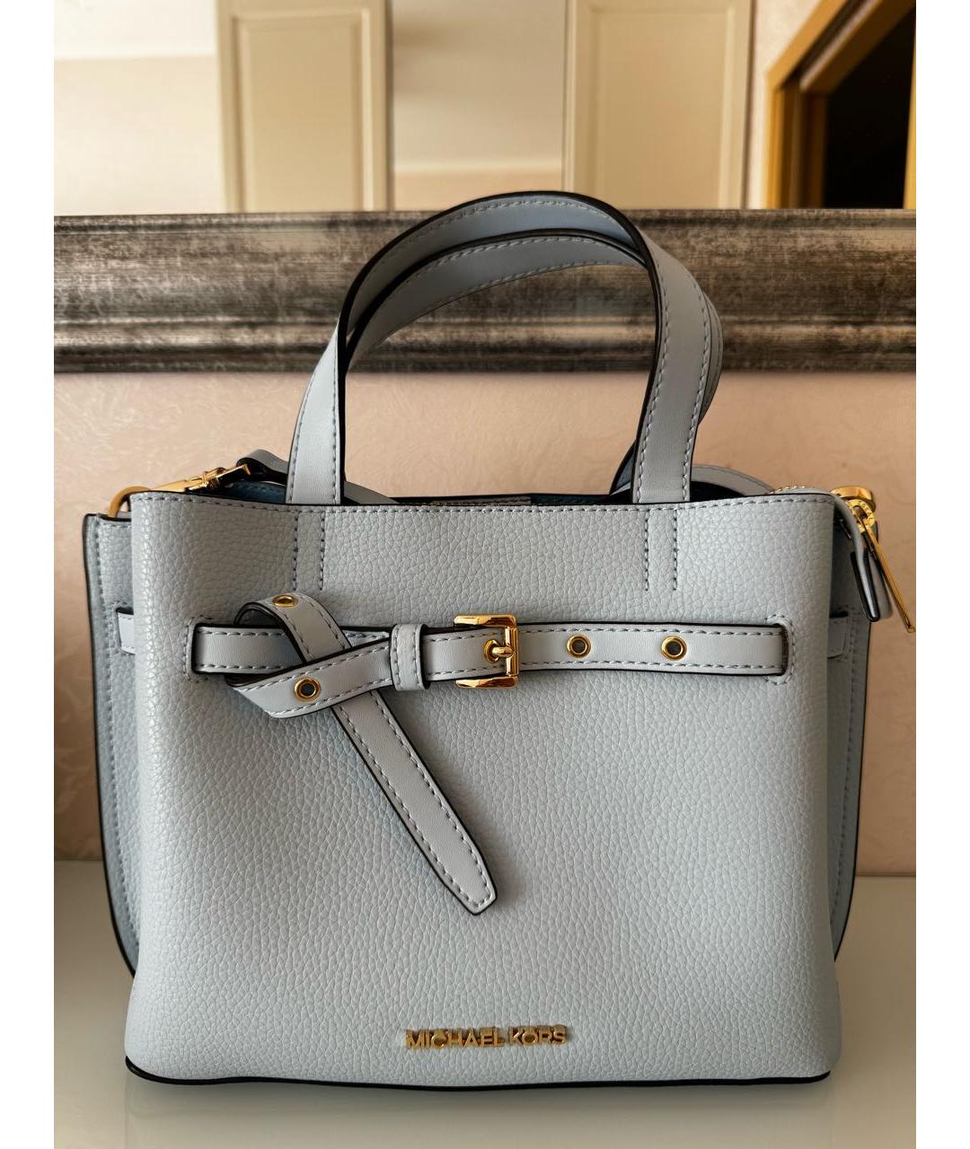 MICHAEL KORS Голубая кожаная сумка с короткими ручками, фото 7