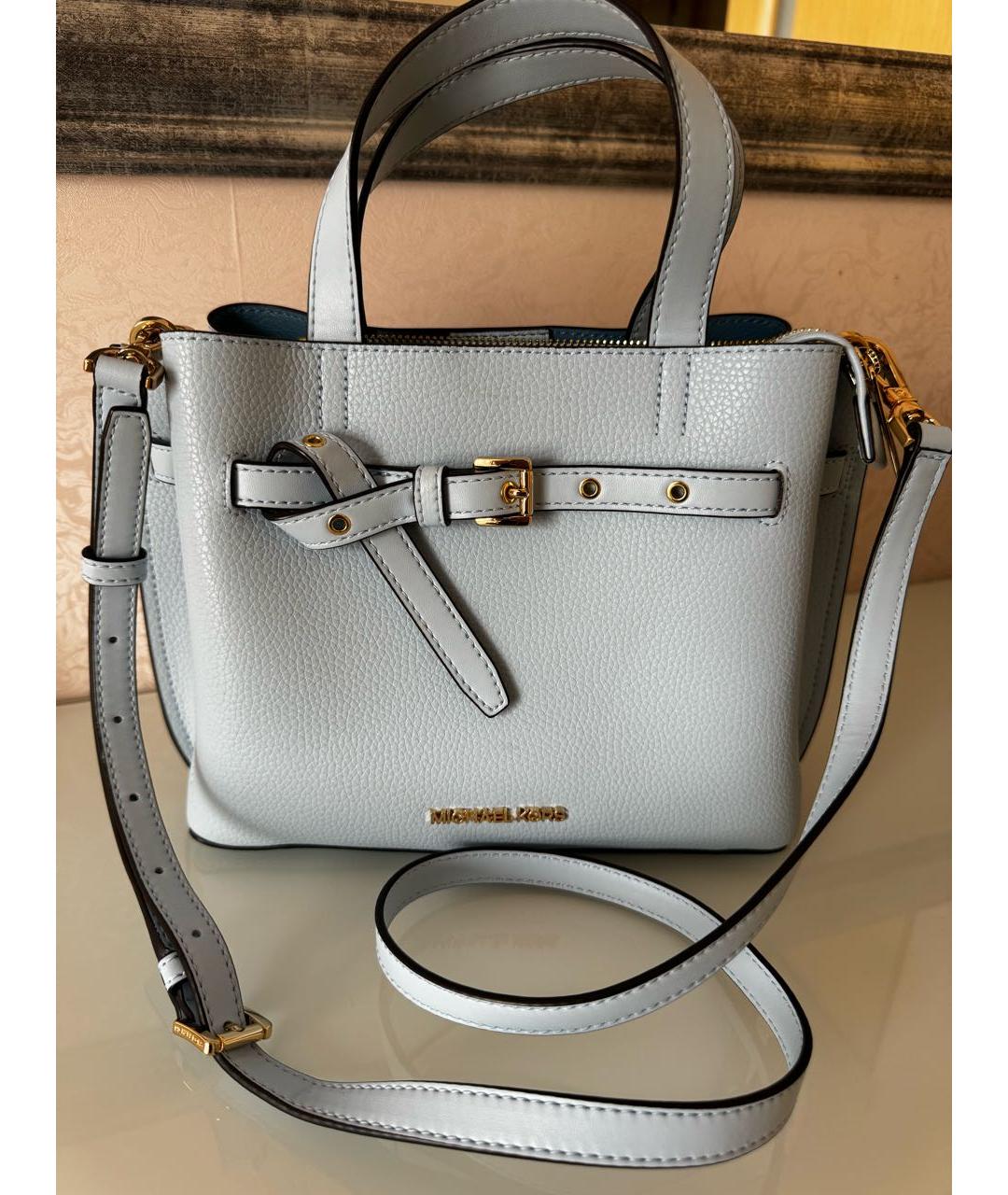 MICHAEL KORS Голубая кожаная сумка с короткими ручками, фото 6