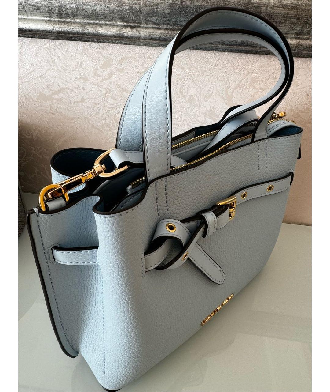 MICHAEL KORS Голубая кожаная сумка с короткими ручками, фото 5