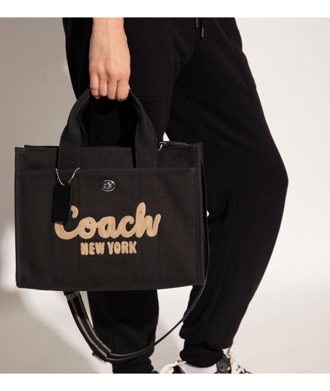 COACH Черная хлопковая сумка тоут, фото 5