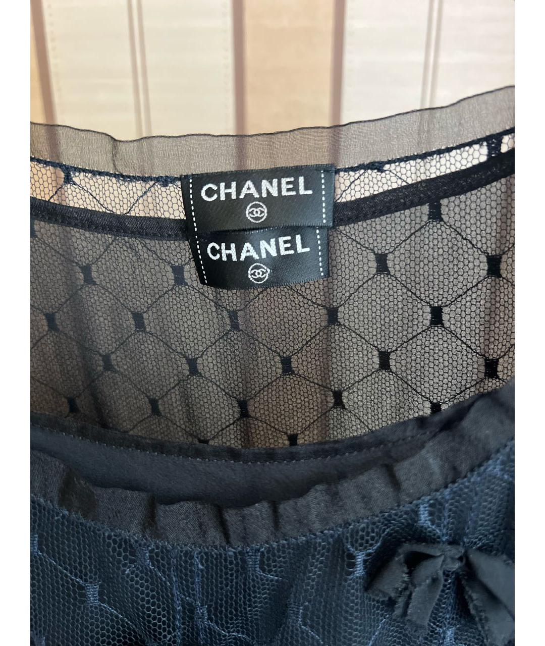 CHANEL Черная шелковая блузы, фото 3