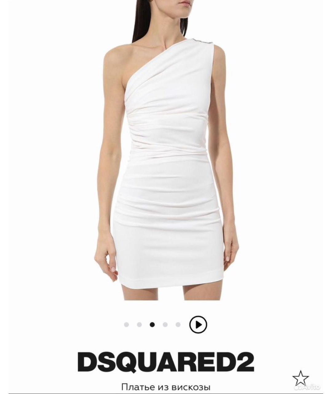 DSQUARED2 Белое вискозное коктейльное платье, фото 2