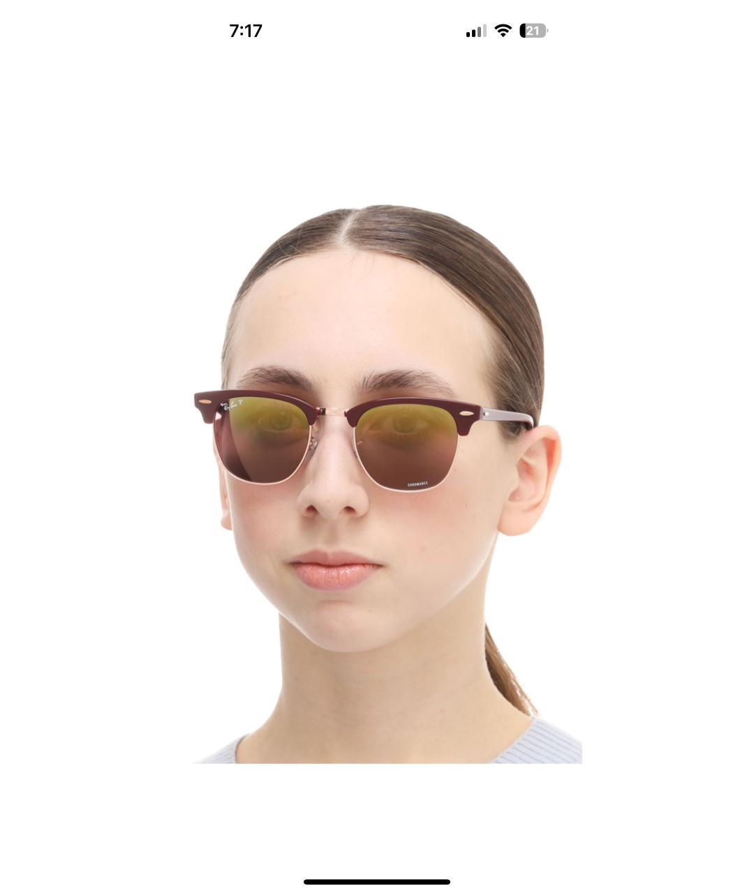 RAY BAN Бордовые пластиковые солнцезащитные очки, фото 5