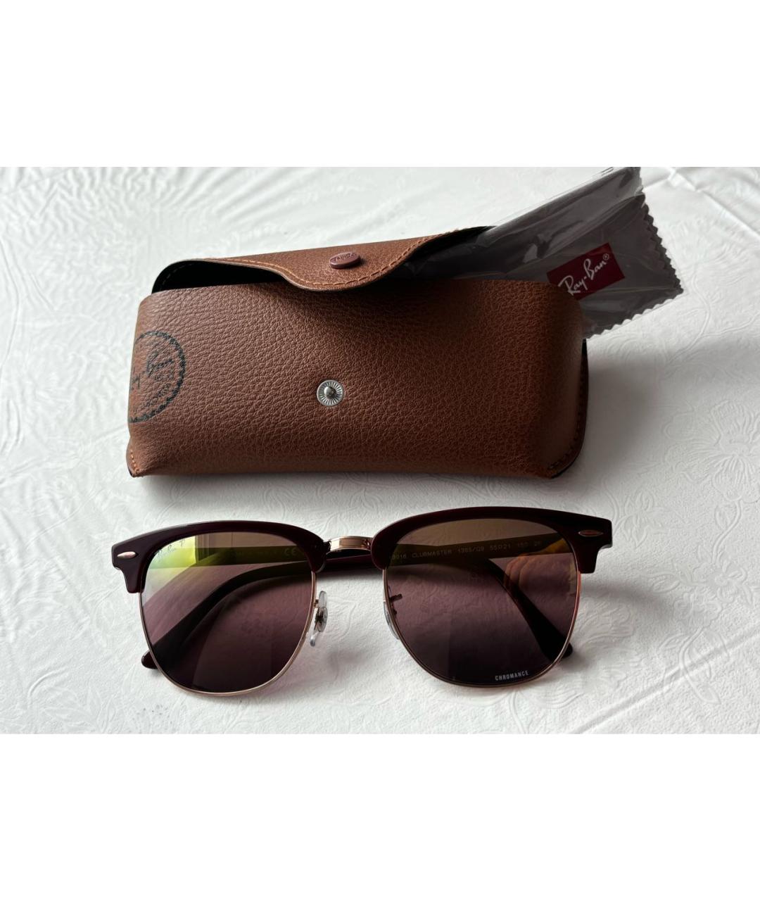 RAY BAN Бордовые пластиковые солнцезащитные очки, фото 4