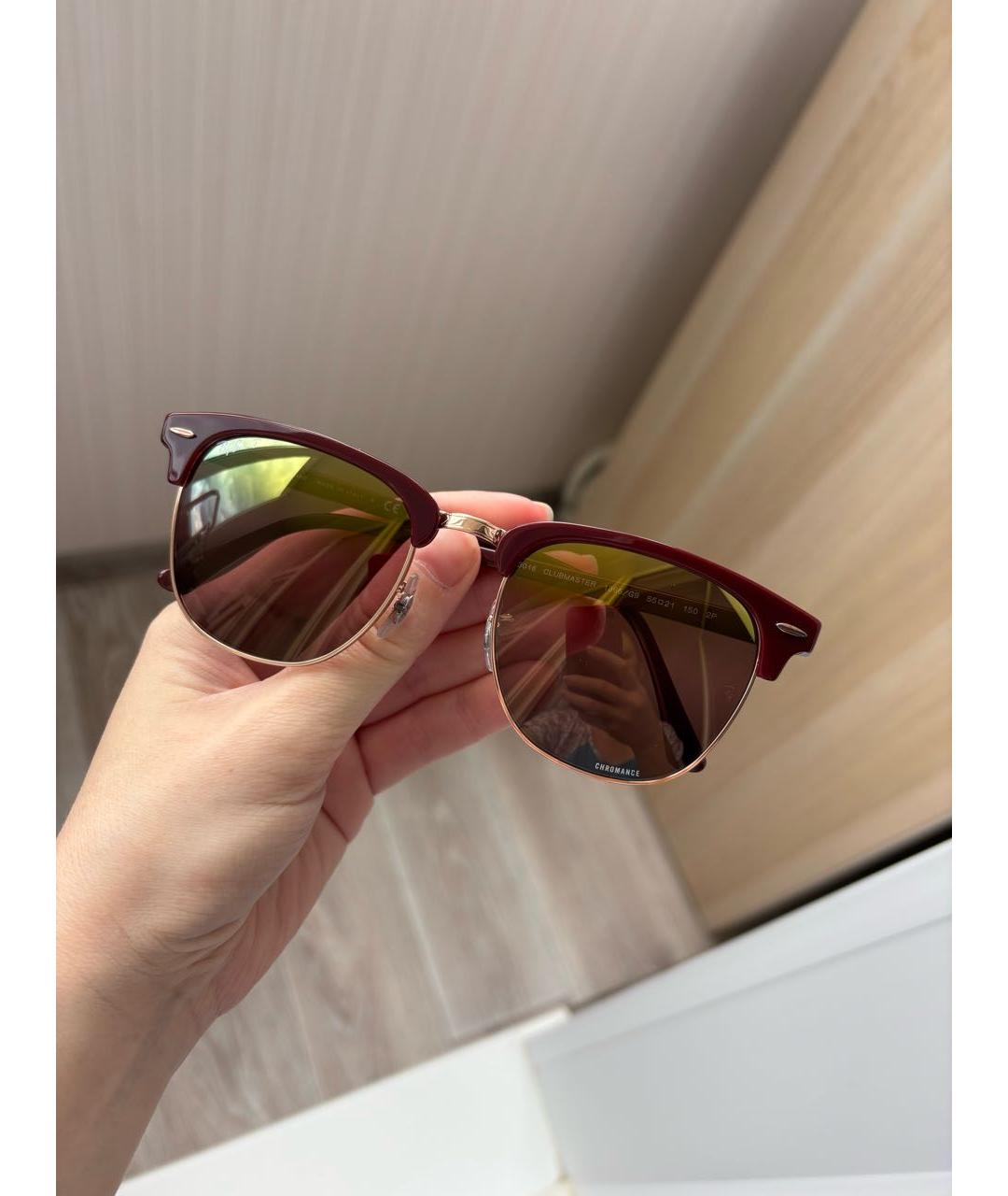 RAY BAN Бордовые пластиковые солнцезащитные очки, фото 7