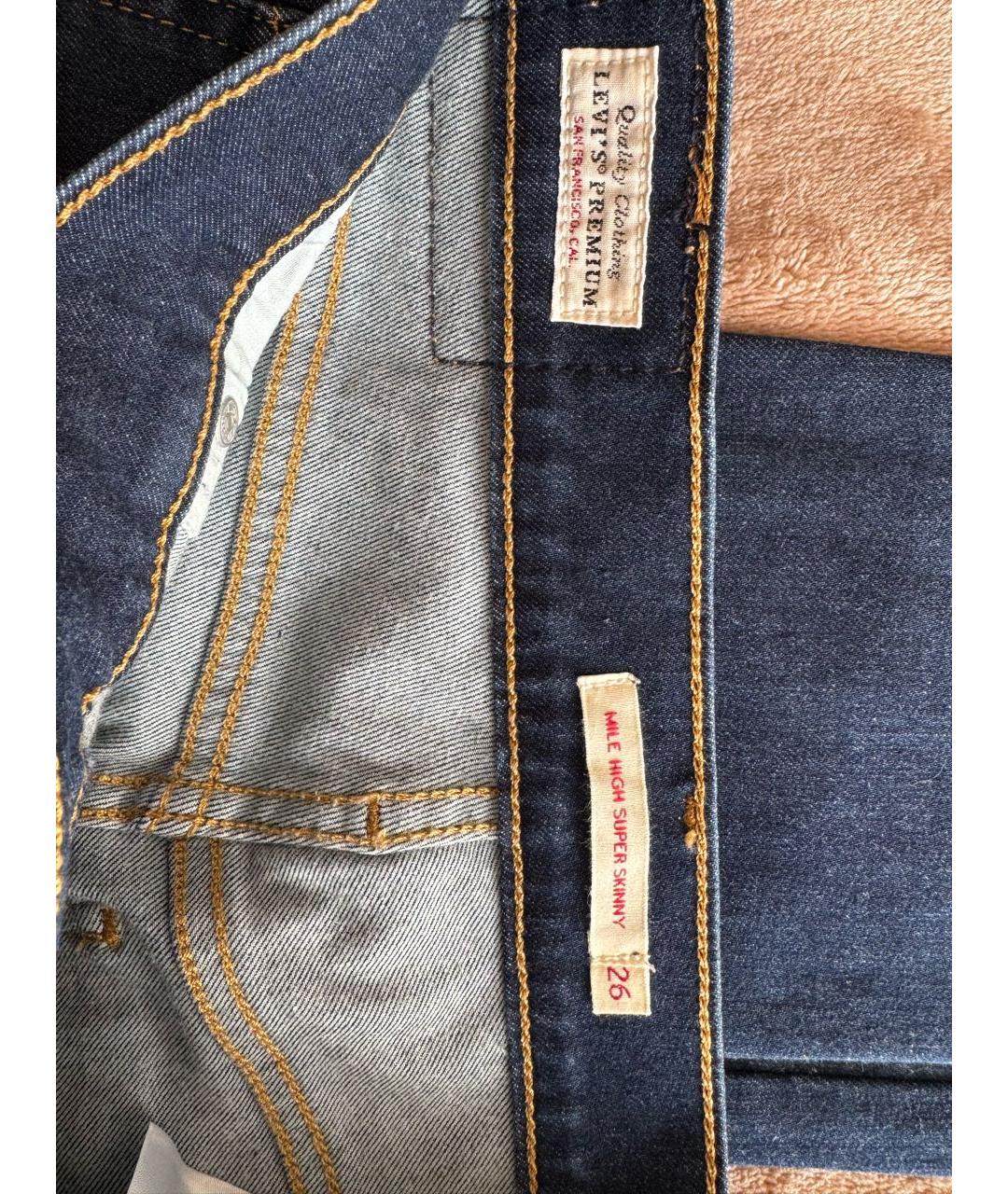 LEVI'S Темно-синие хлопко-эластановые джинсы слим, фото 3