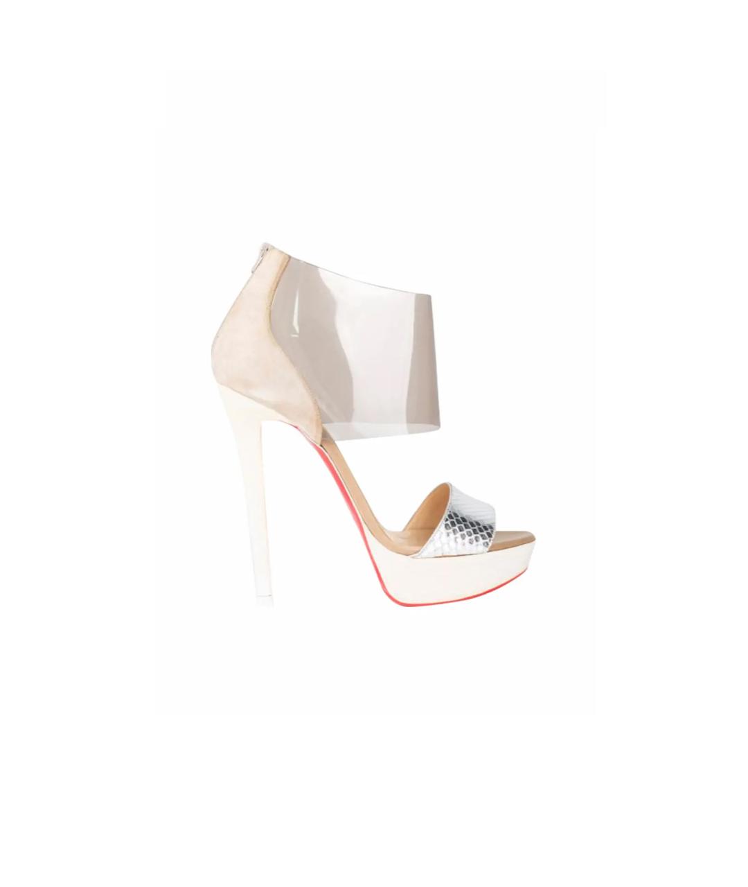 CHRISTIAN LOUBOUTIN Серебряные кожаные босоножки, фото 1