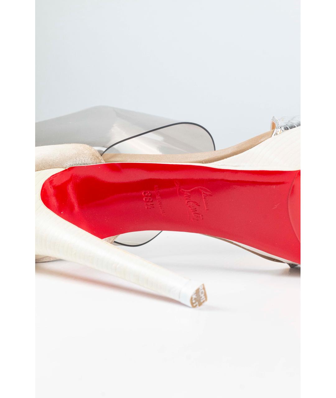 CHRISTIAN LOUBOUTIN Серебряные кожаные босоножки, фото 6