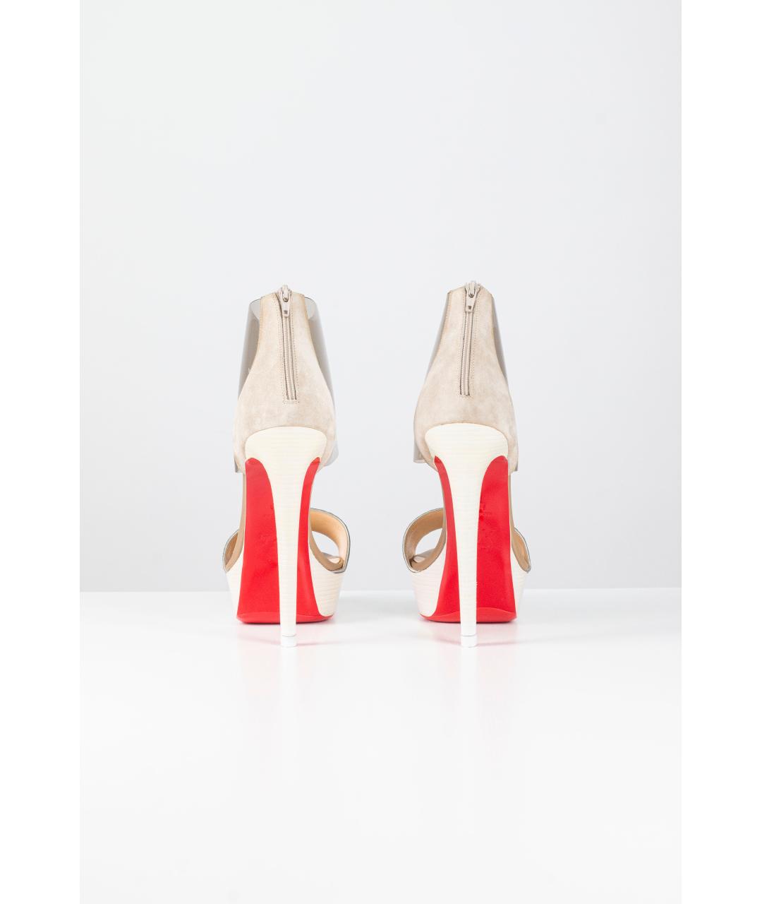 CHRISTIAN LOUBOUTIN Серебряные кожаные босоножки, фото 3