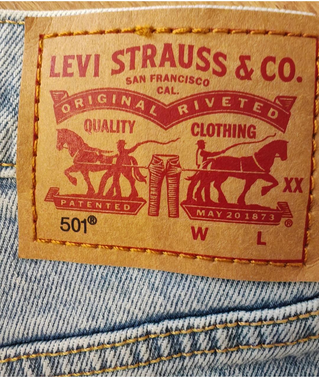 LEVI'S Синие хлопковые прямые джинсы, фото 7
