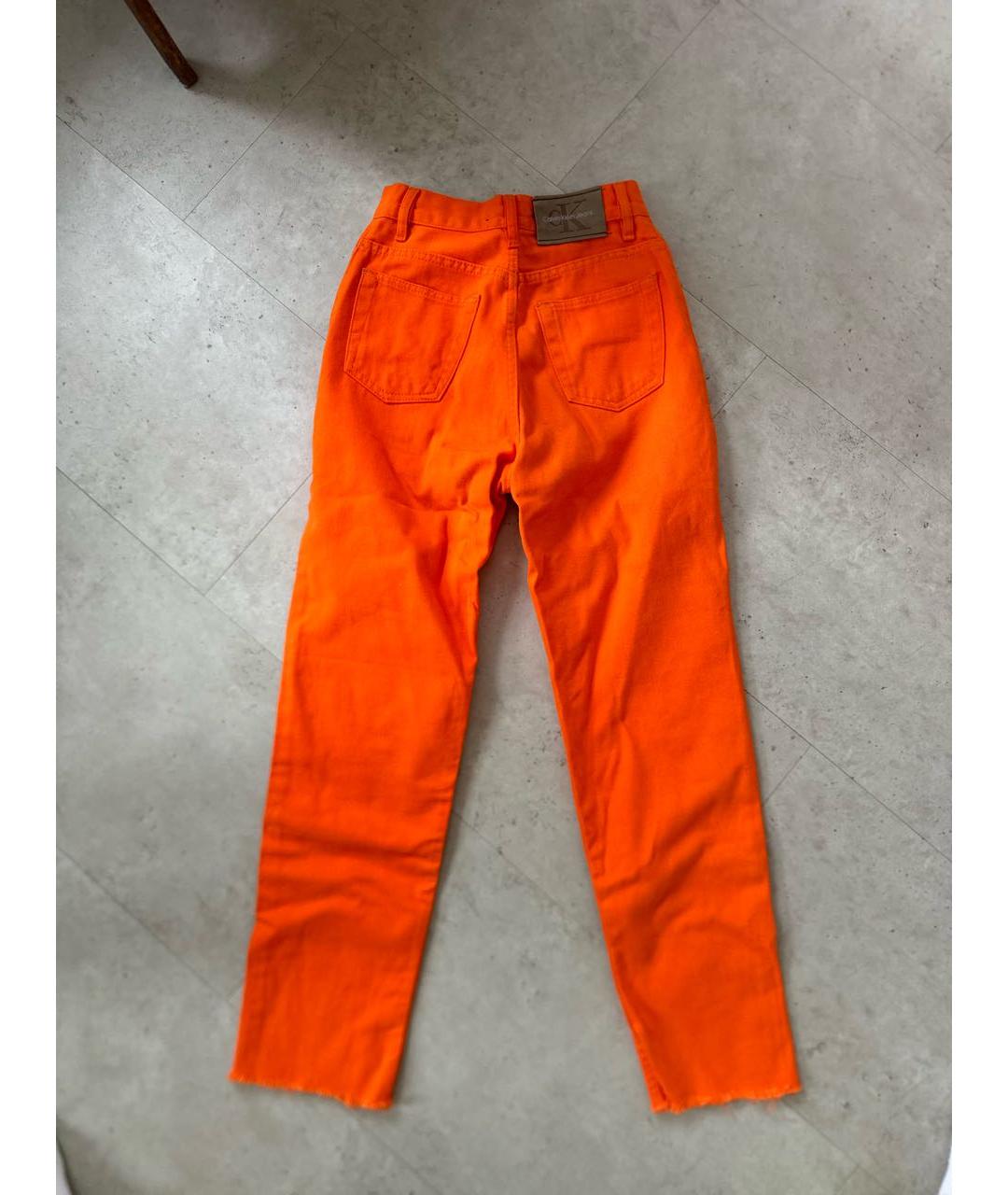CALVIN KLEIN Оранжевое хлопковые джинсы слим, фото 2