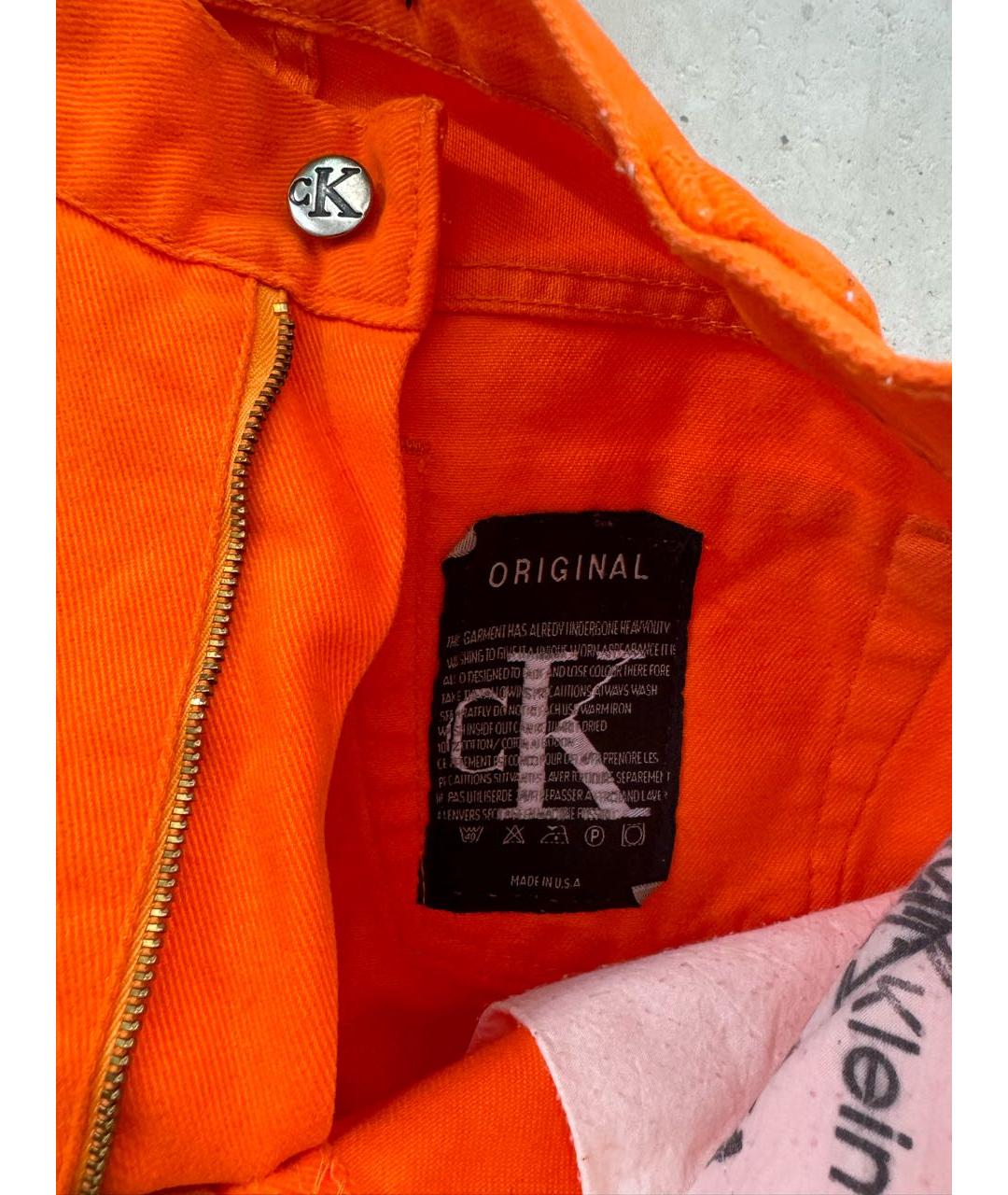CALVIN KLEIN Оранжевое хлопковые джинсы слим, фото 4