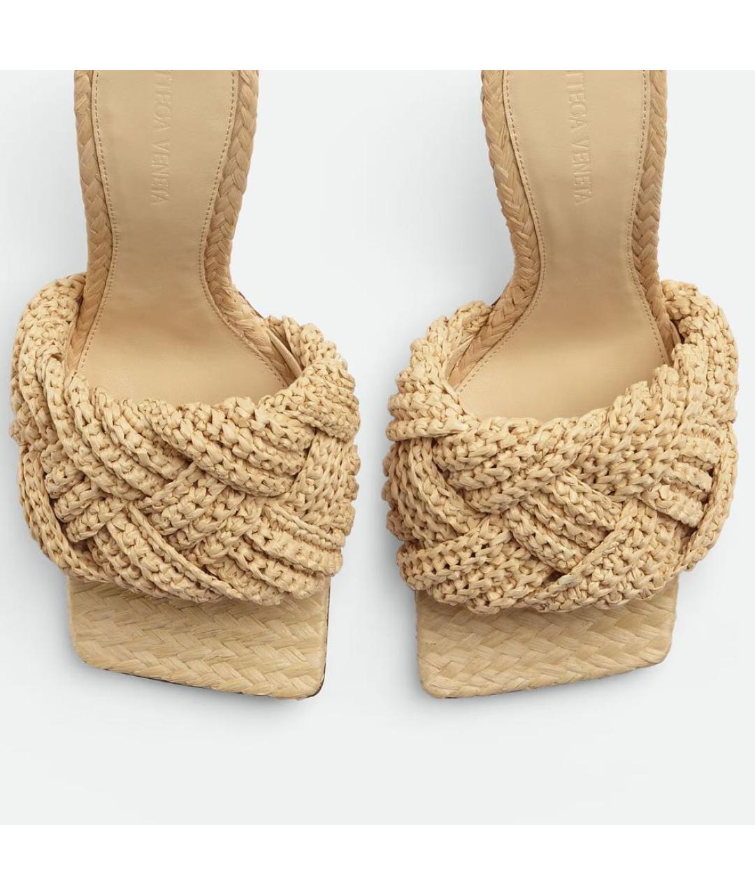 BOTTEGA VENETA Бежевые текстильные мюли, фото 3