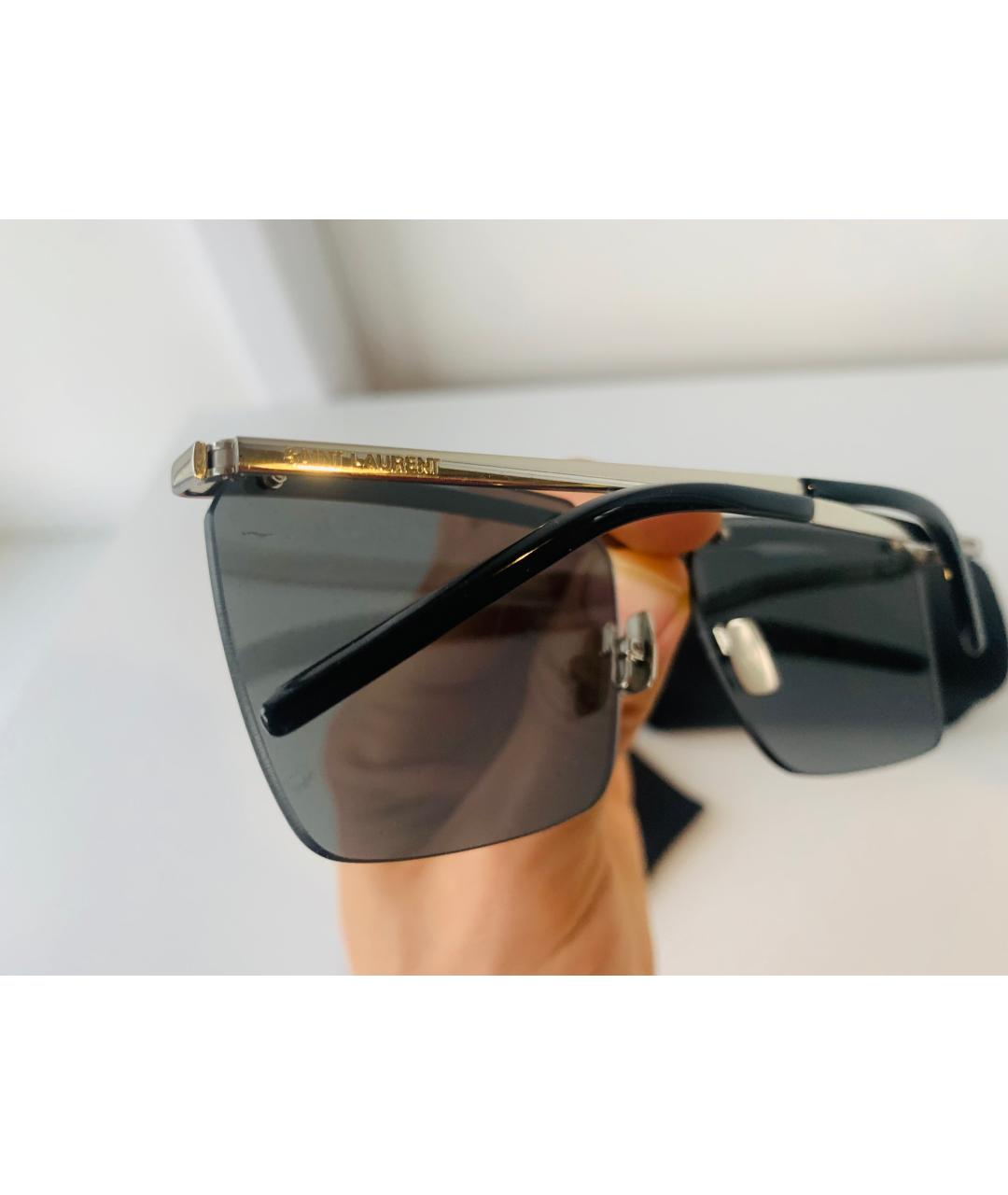 SAINT LAURENT Серебряные металлические солнцезащитные очки, фото 2