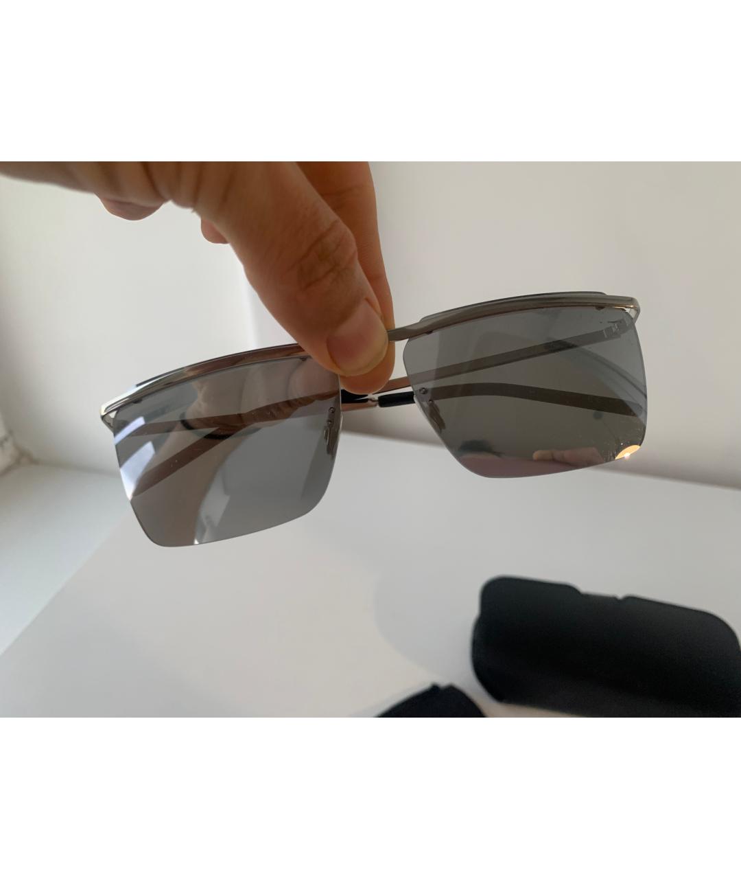 SAINT LAURENT Серебряные металлические солнцезащитные очки, фото 3