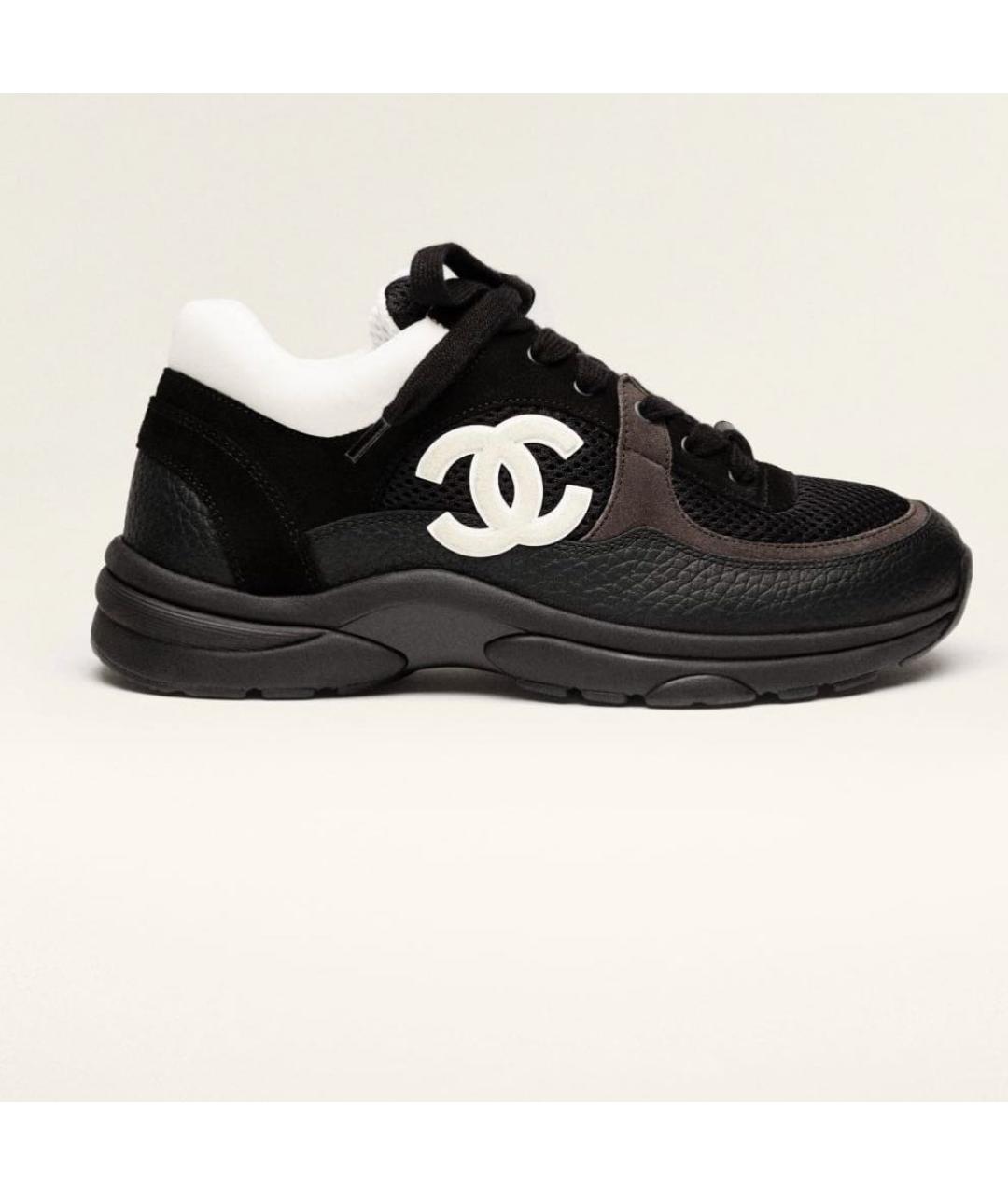 CHANEL Черные кожаные кроссовки, фото 4