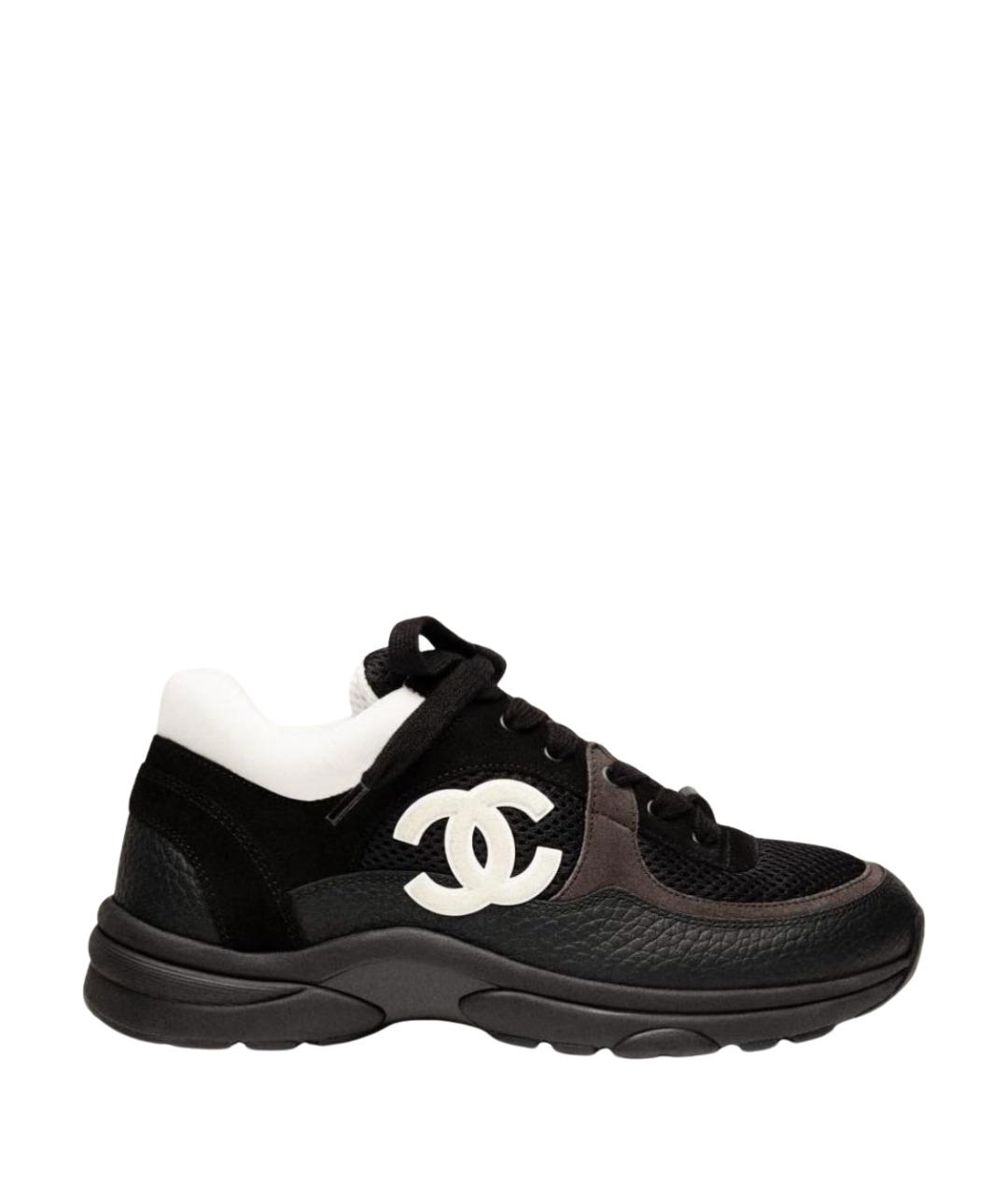CHANEL Черные кожаные кроссовки, фото 1
