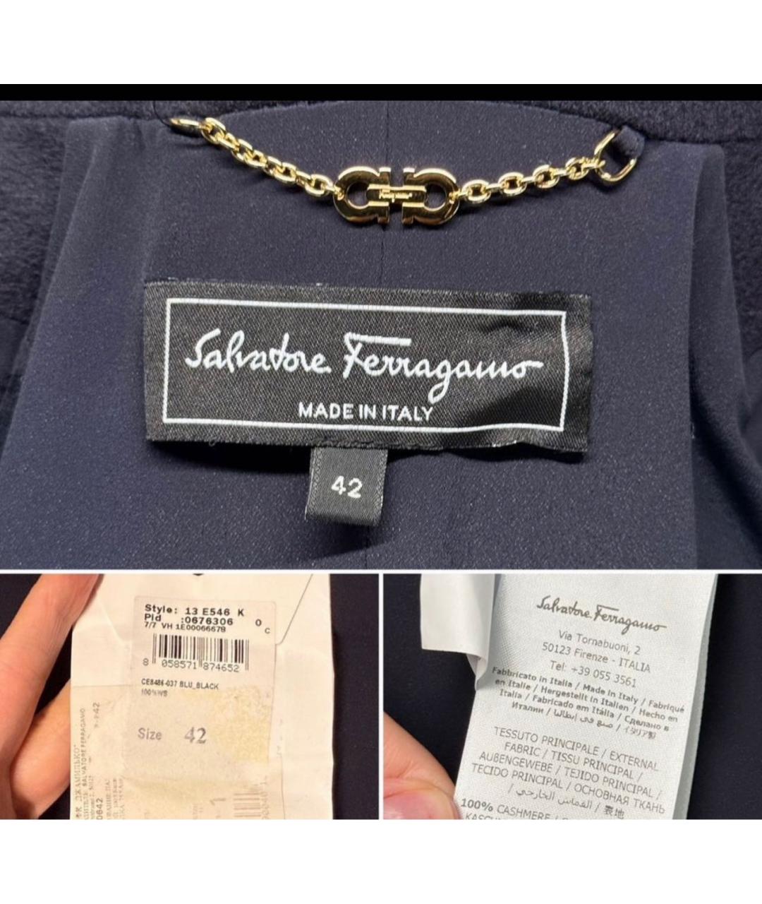 FERRAGAMO Темно-синее кашемировое пальто, фото 7