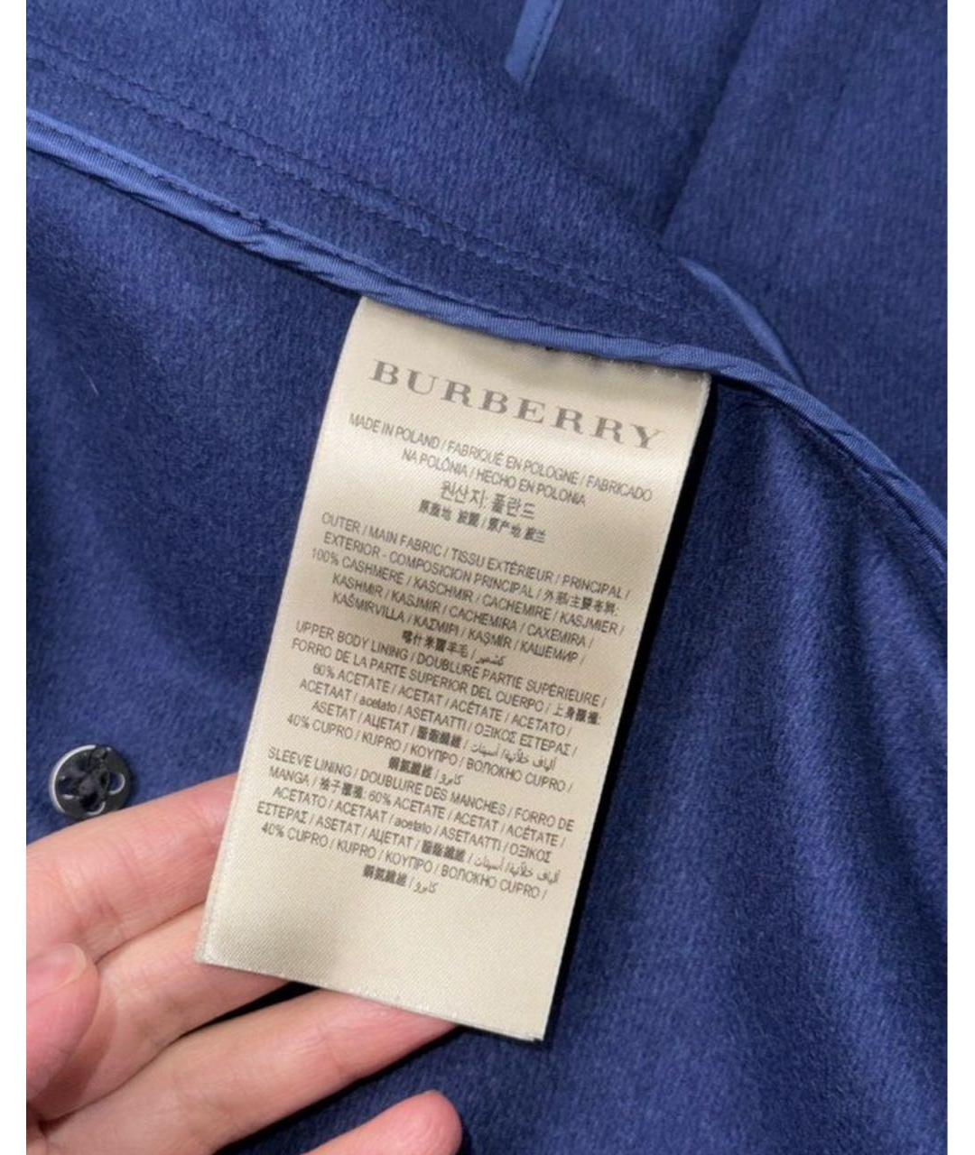 BURBERRY Синее кашемировое пальто, фото 7