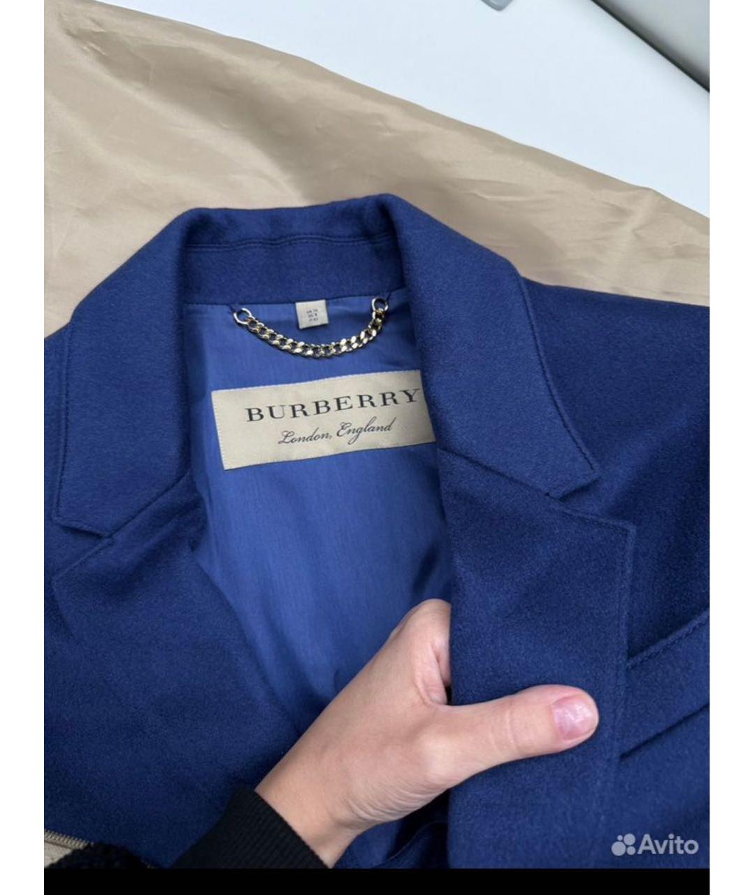BURBERRY Синее кашемировое пальто, фото 3