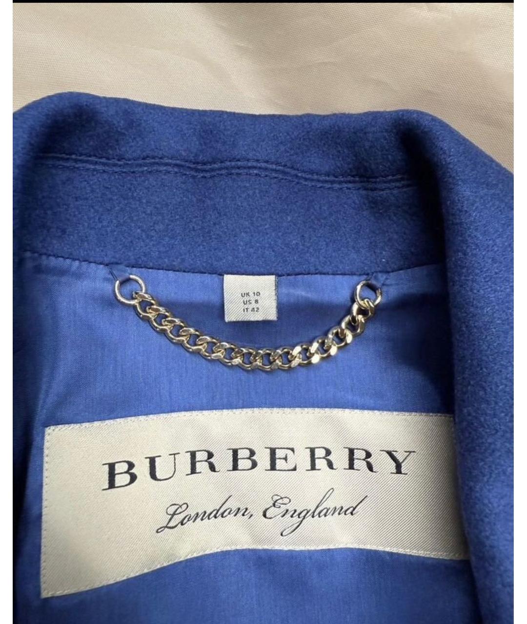 BURBERRY Синее кашемировое пальто, фото 6