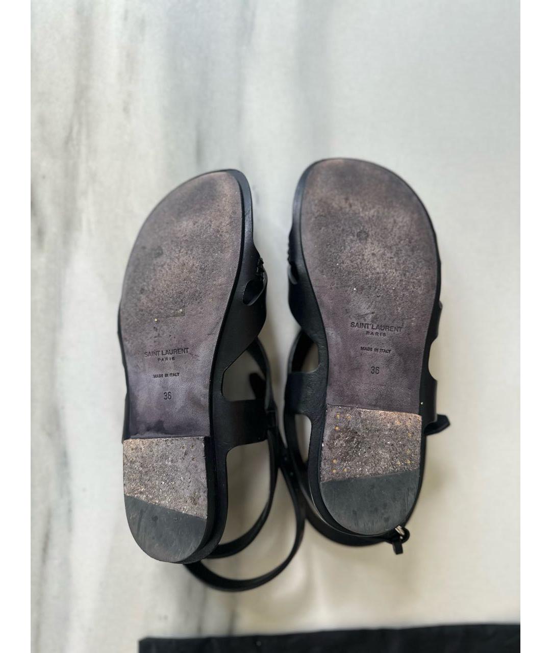 SAINT LAURENT Черные кожаные сандалии, фото 6