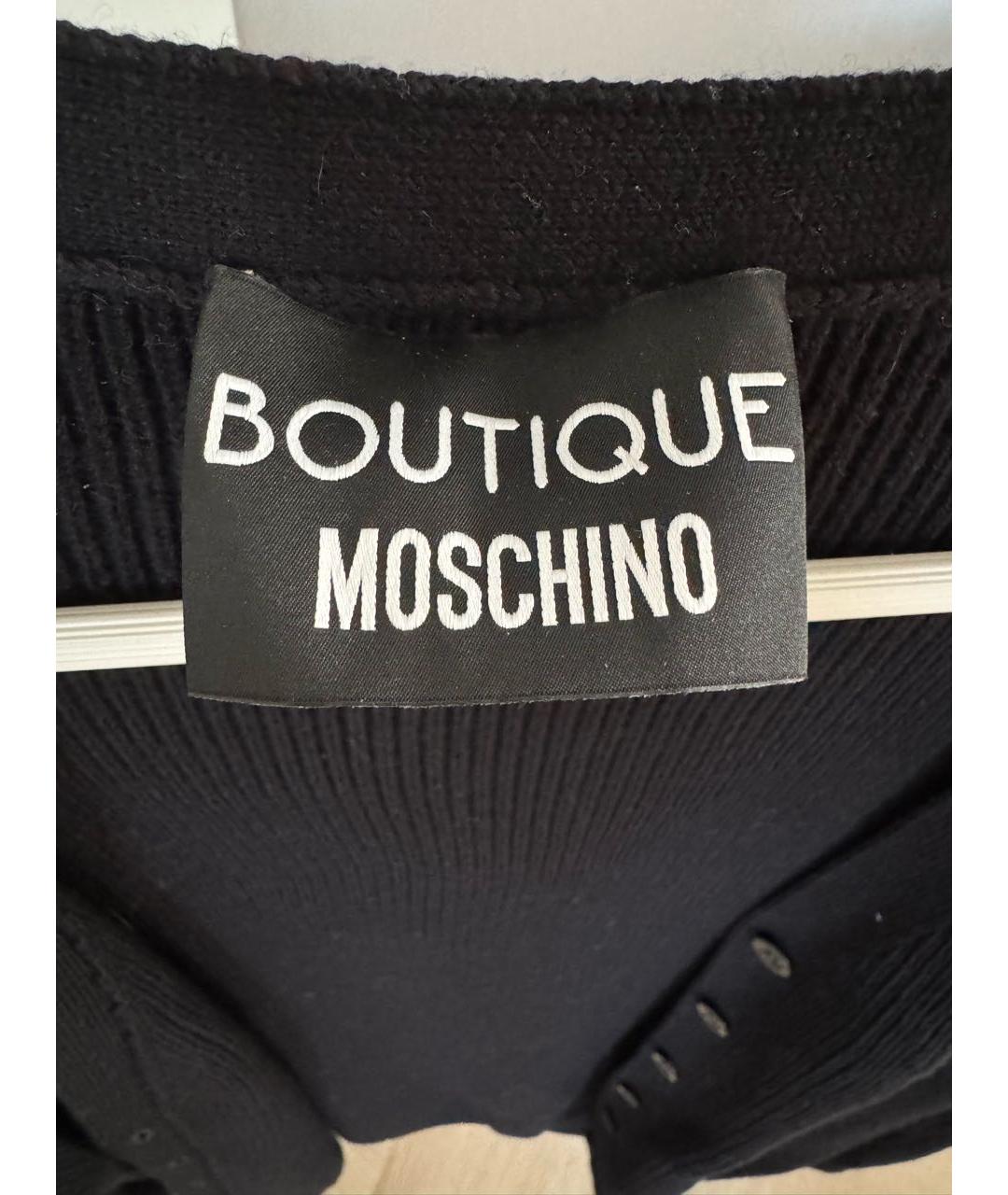 BOUTIQUE MOSCHINO Черный шерстяной кардиган, фото 4