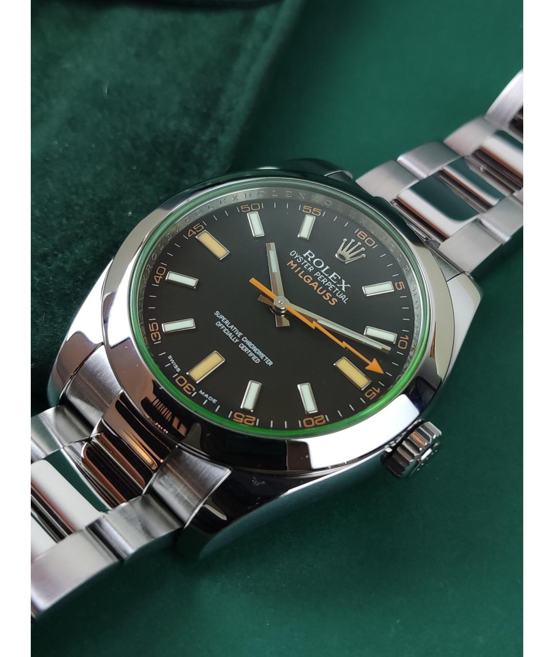 ROLEX Черные металлические часы, фото 2