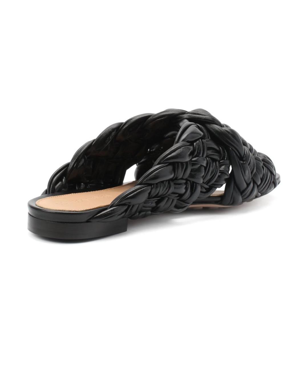 BOTTEGA VENETA Черные кожаные шлепанцы, фото 4