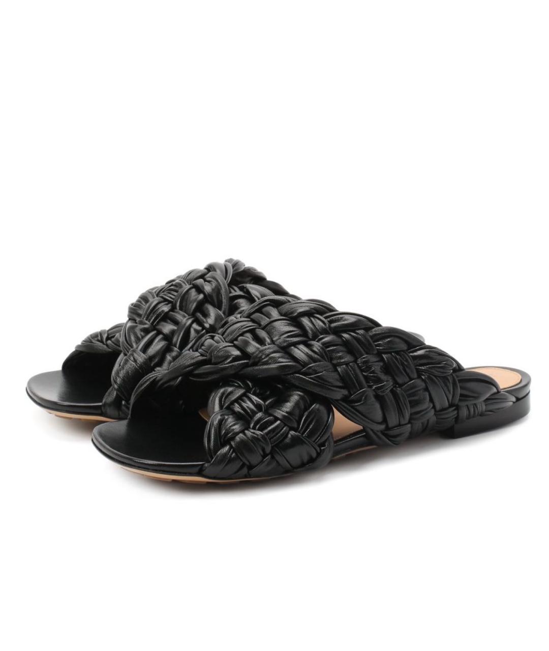 BOTTEGA VENETA Черные кожаные шлепанцы, фото 2