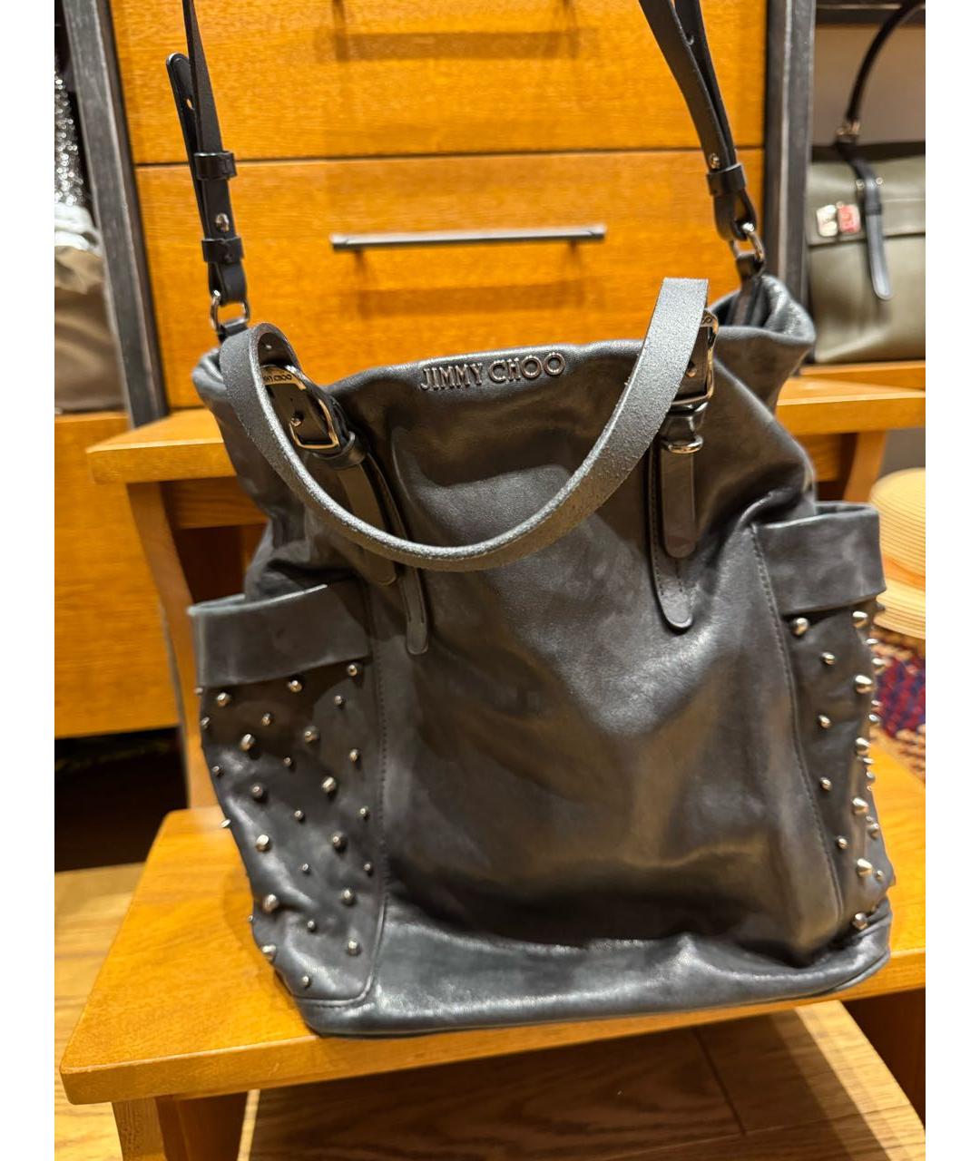 JIMMY CHOO Черная кожаная сумка тоут, фото 3