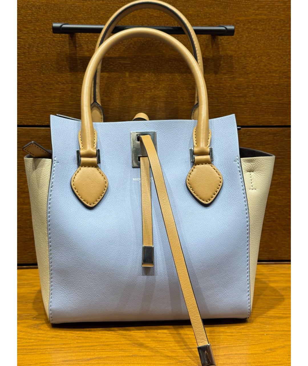 MICHAEL KORS Голубая кожаная сумка тоут, фото 5