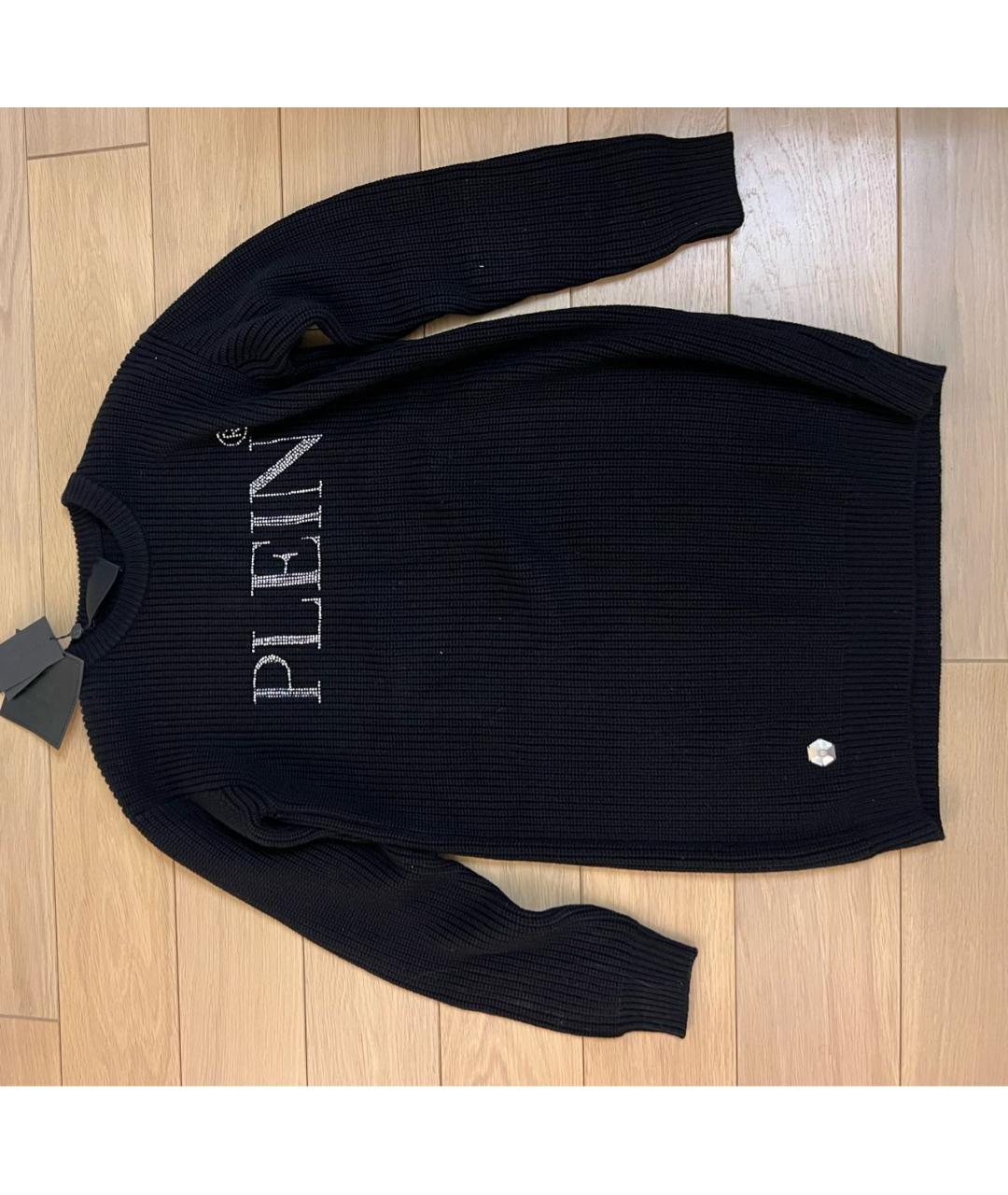 PHILIPP PLEIN Черное шерстяное повседневное платье, фото 5