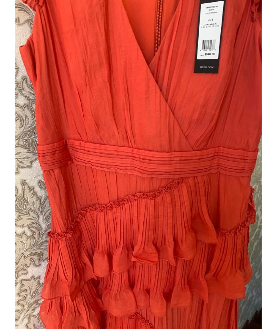 BCBG MAXAZRIA Коралловое вискозное вечернее платье, фото 5