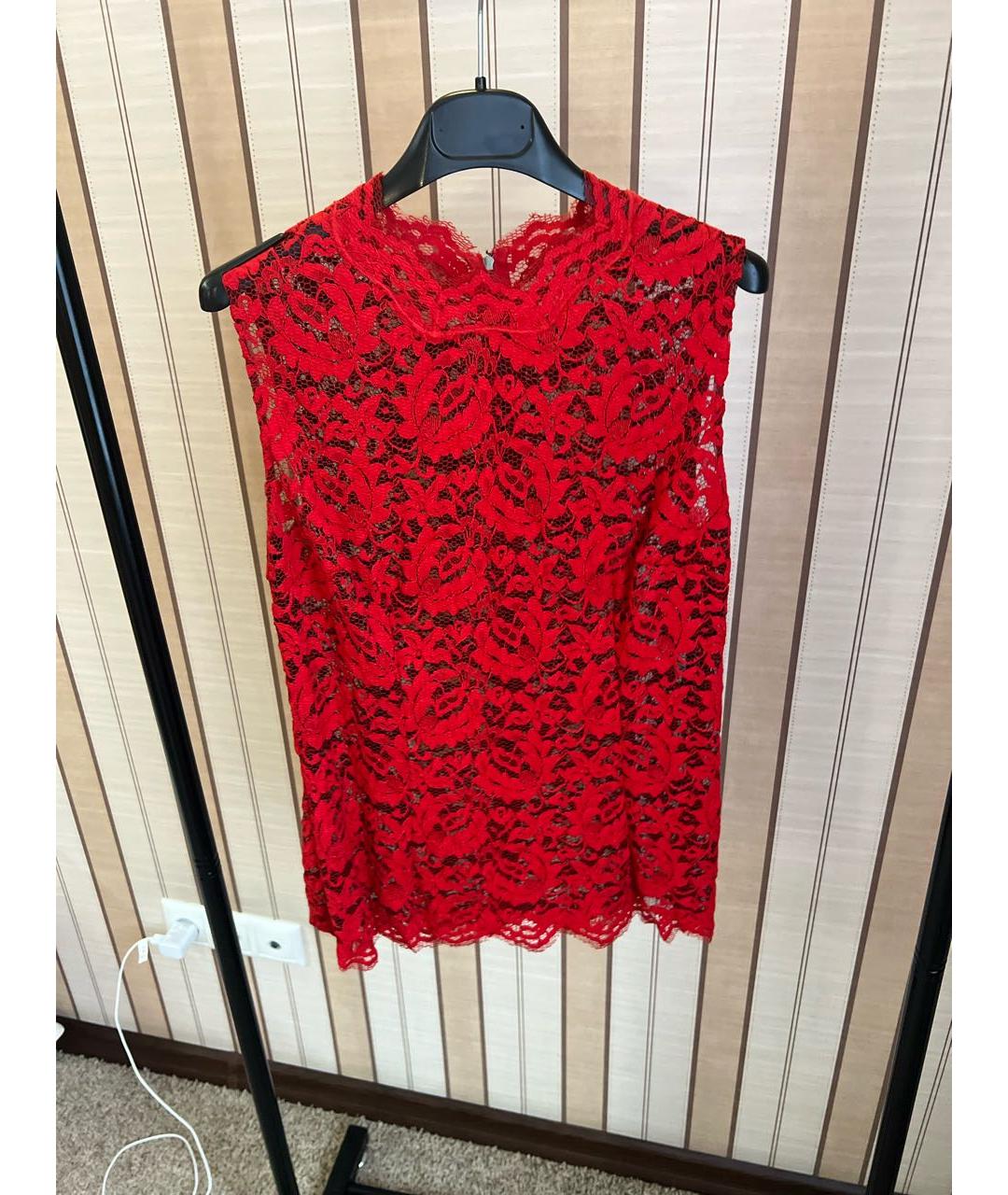 DOLCE&GABBANA Красная кружевная блузы, фото 6