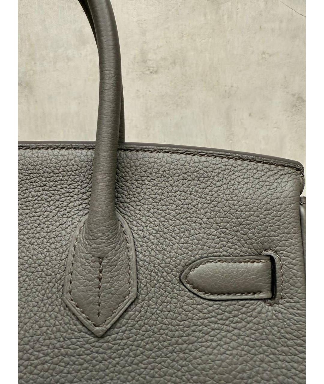 HERMES Антрацитовая кожаная сумка тоут, фото 6