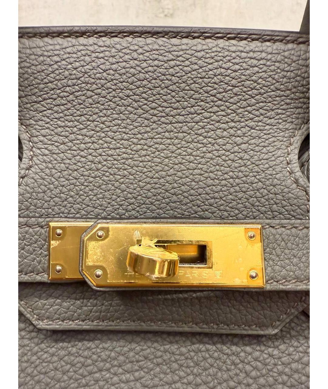 HERMES Антрацитовая кожаная сумка тоут, фото 5