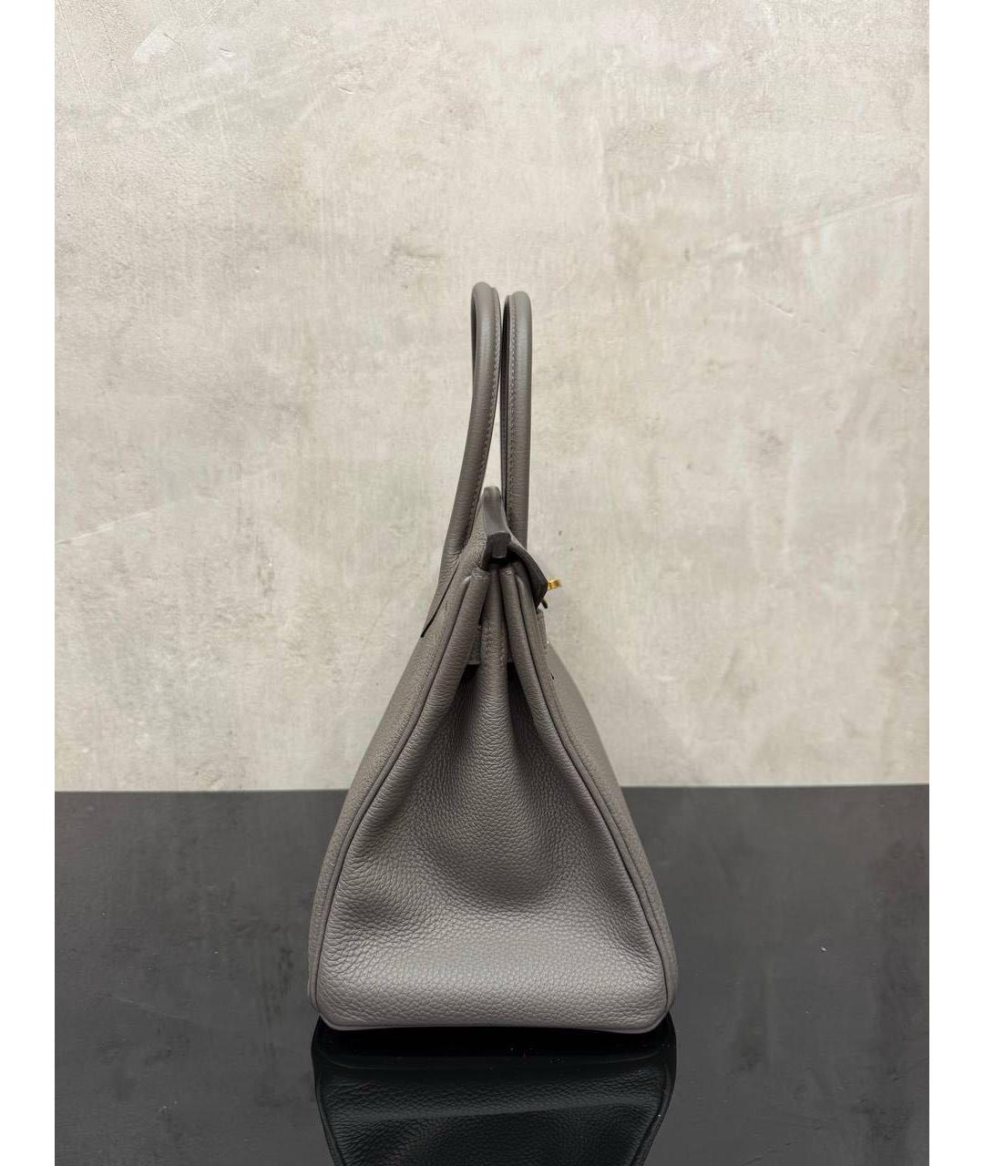 HERMES Антрацитовая кожаная сумка тоут, фото 3