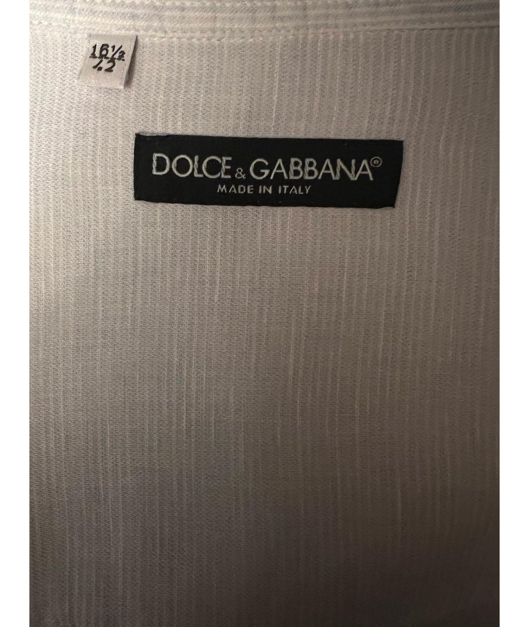 DOLCE&GABBANA Голубая льняная кэжуал рубашка, фото 3