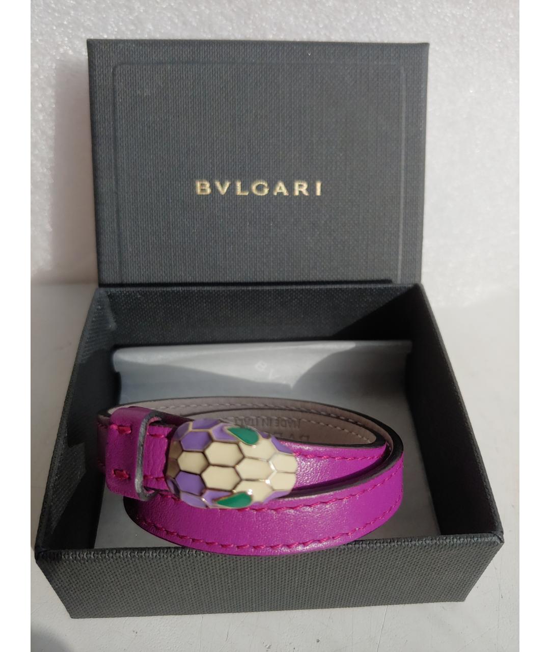 BVLGARI Фуксия кожаный браслет, фото 4