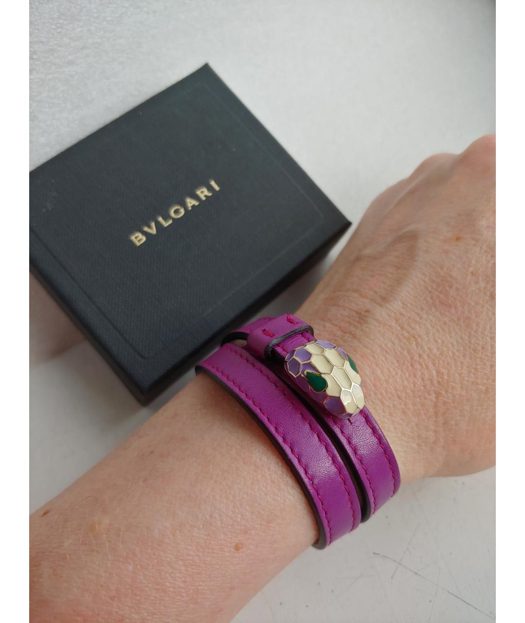 BVLGARI Фуксия кожаный браслет, фото 6