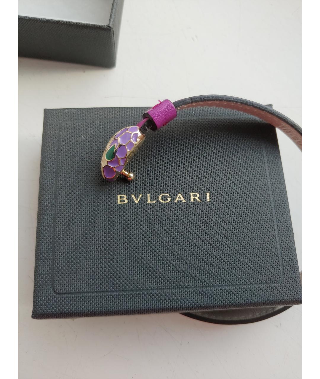 BVLGARI Фуксия кожаный браслет, фото 5