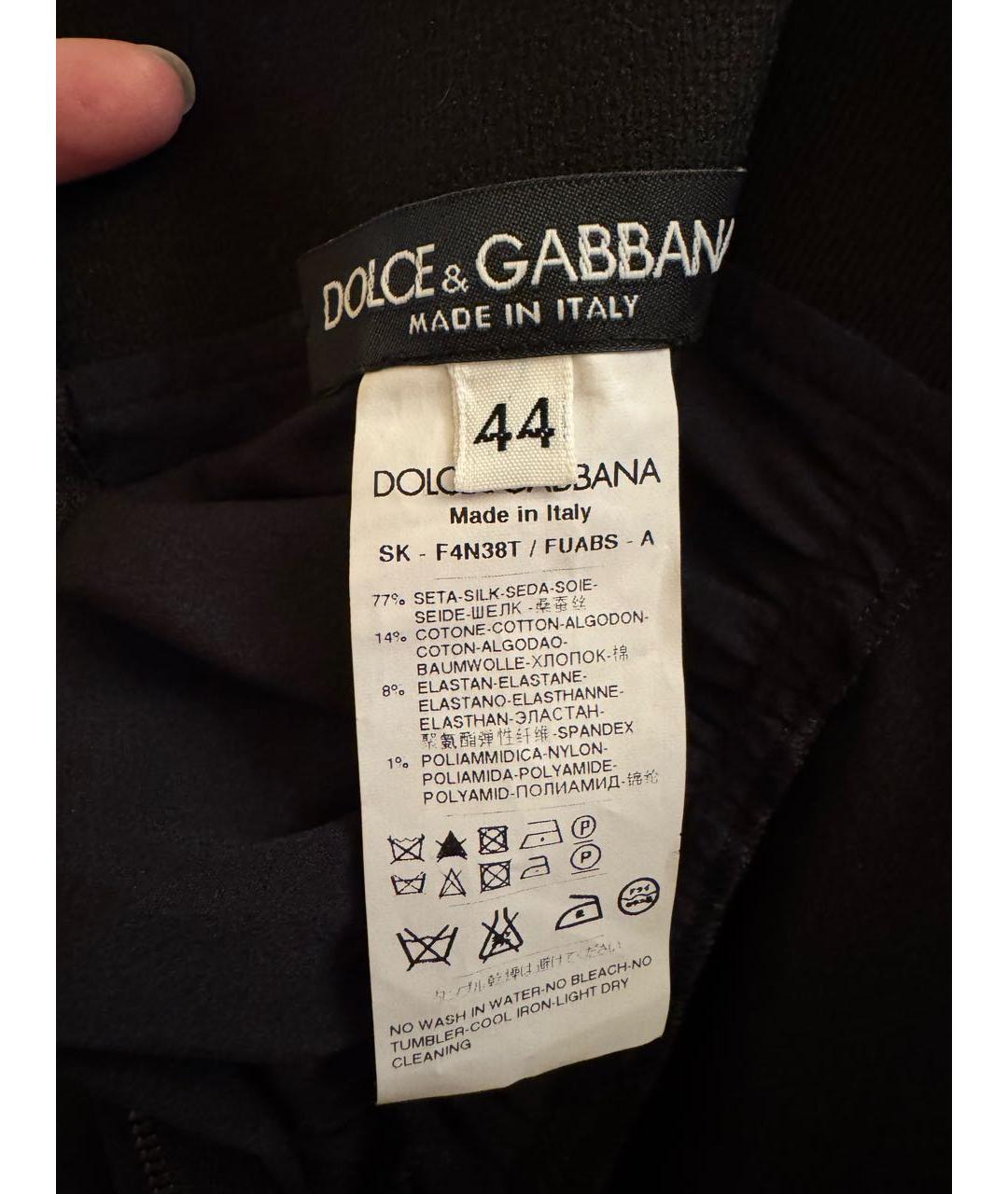 DOLCE&GABBANA Черная шелковая юбка миди, фото 2