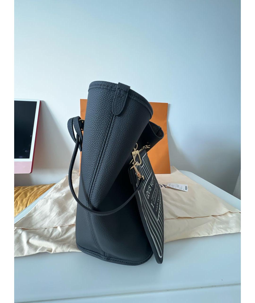 LOUIS VUITTON Черная кожаная сумка тоут, фото 2