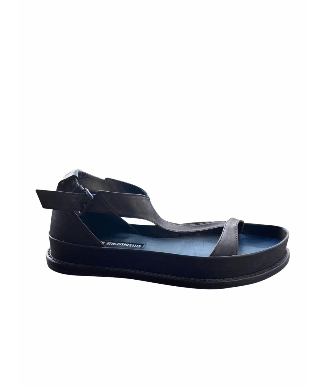 ANN DEMEULEMEESTER Черные кожаные босоножки, фото 1