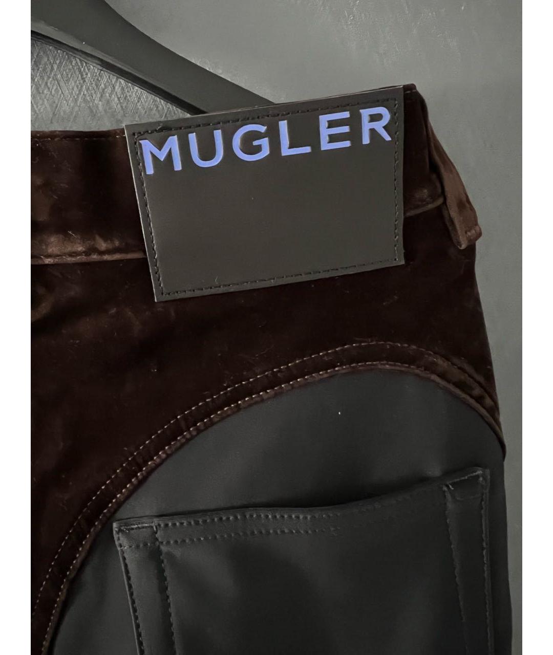 MUGLER Коричневые хлопковые брюки узкие, фото 5