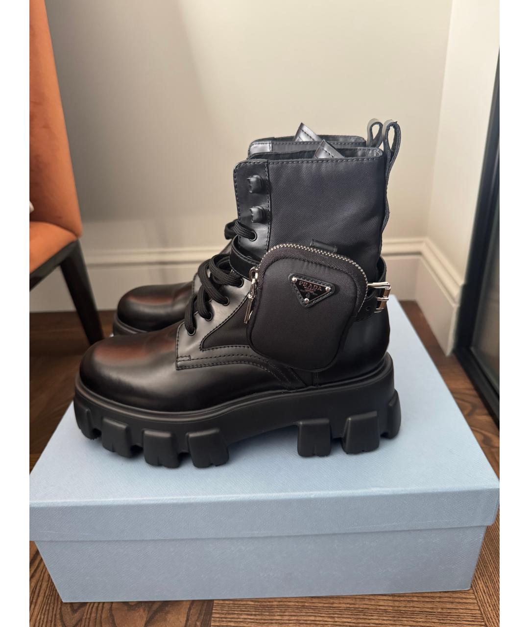 PRADA Черные кожаные ботинки, фото 7